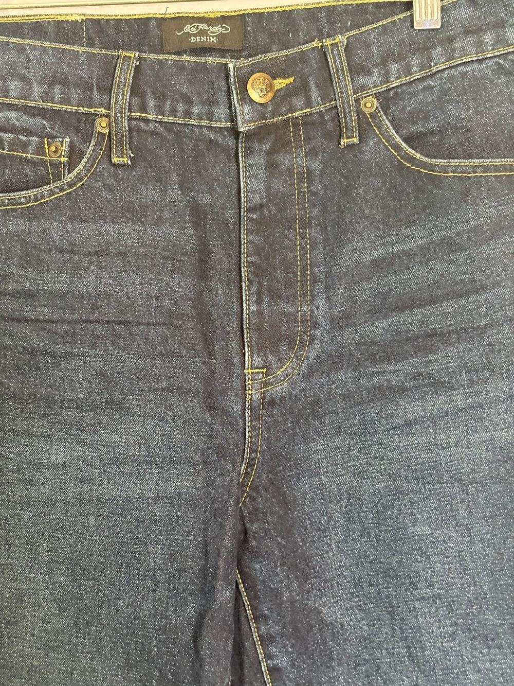 Ed Hardy Men’s Dark Blue Jeans Tiger Graphic Tattoo Art Back Pockets Sz 30